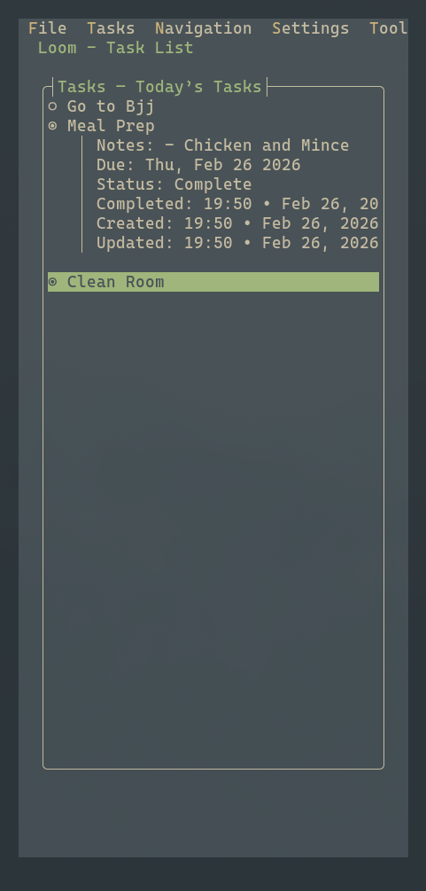 Loom additional screen